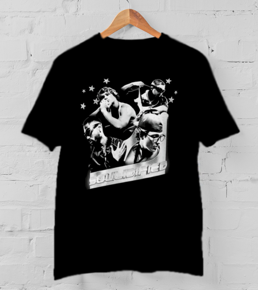 Four Men Stars Solidified Black White T-Shirt
