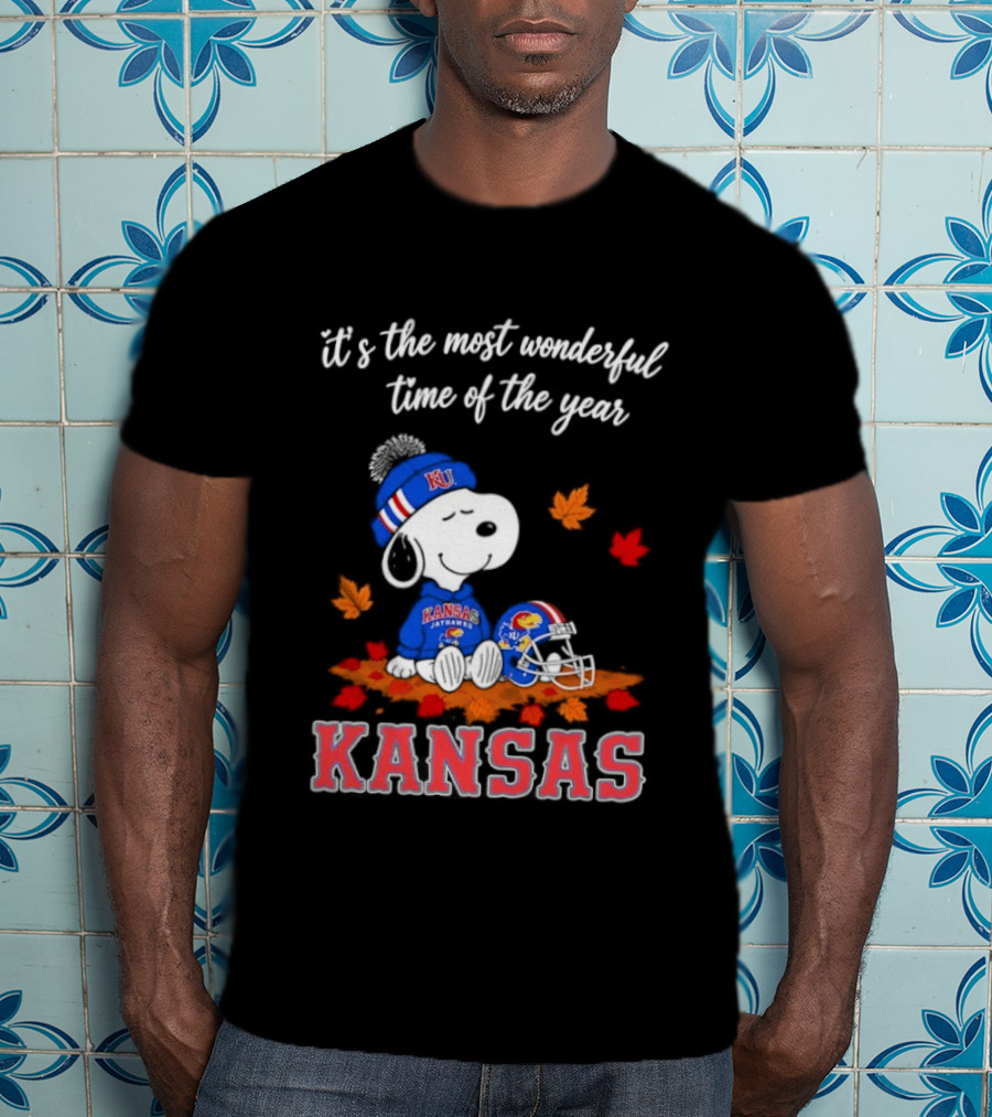 Kansas Jayhawks Snoopy It's The Most Wonderful Time Of The Year T-Shirt