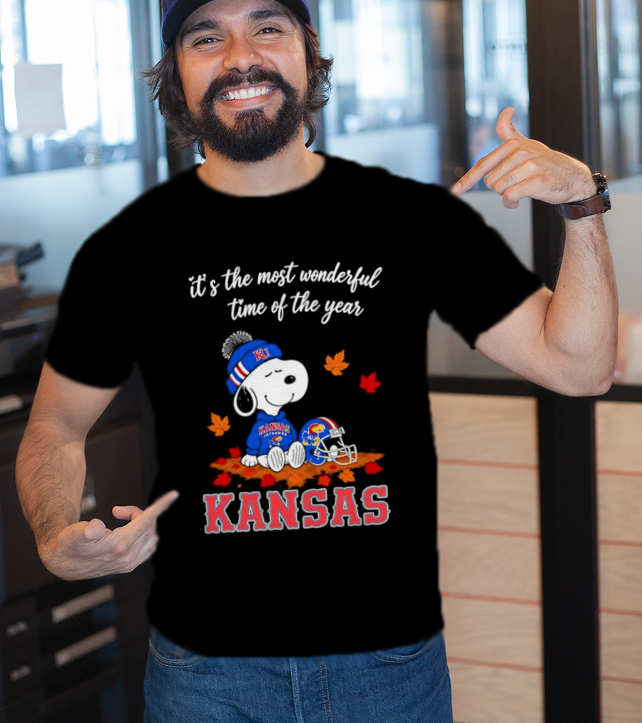 Kansas Jayhawks Snoopy It's The Most Wonderful Time Of The Year T-Shirt
