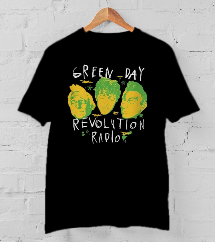 Green Day Revolution Radio Scribble Mask Faces T-Shirt