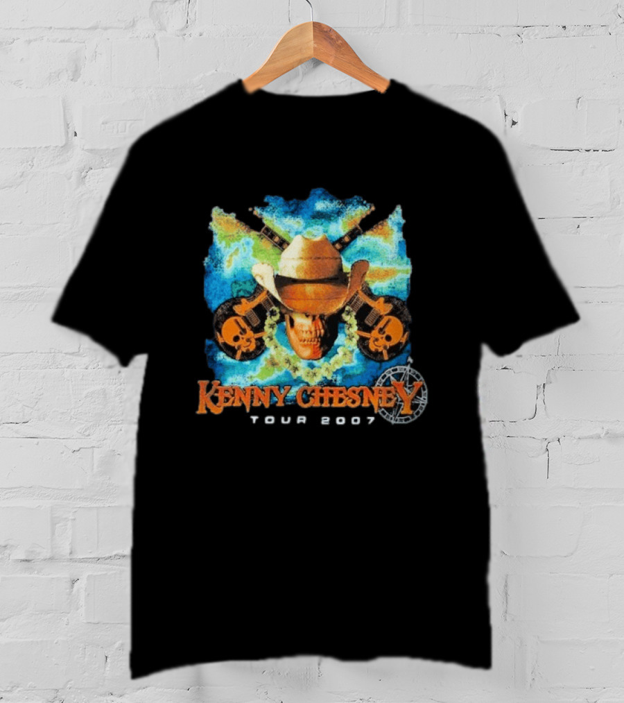 Kenny Chesney Tour 2007 Skull Cowboy Hat Guitar T-Shirt
