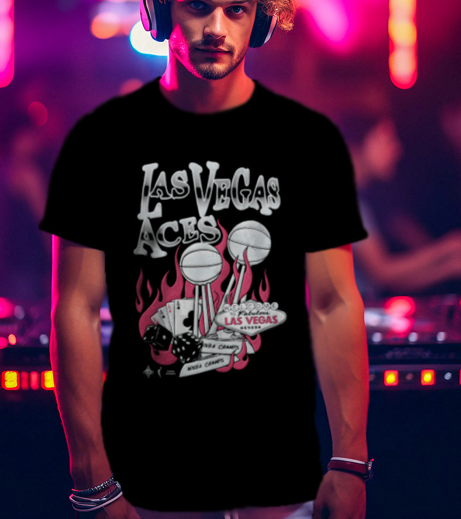 Las Vegas Aces Twice As Hot Dice And Flaming Cards T-Shirt