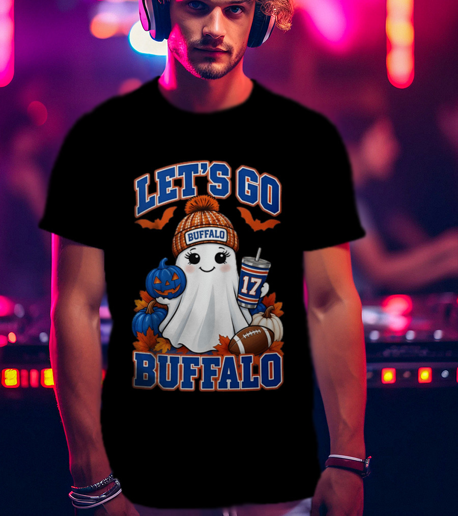 Let's Go Buffalo Halloween Ghost Football Festive Pumpkins 2026 T-Shirt