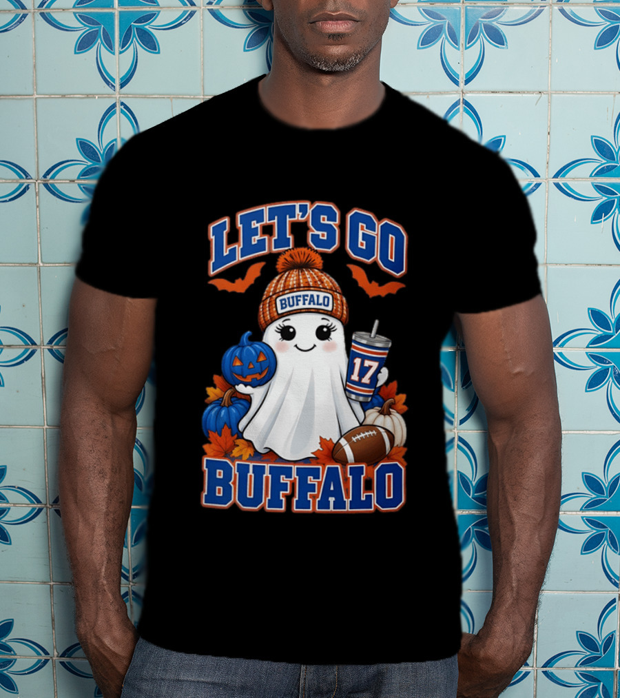 Let's Go Buffalo Halloween Ghost Football Festive Pumpkins 2026 T-Shirt