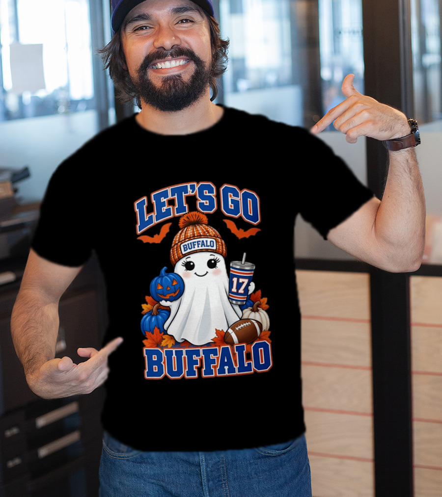 Let's Go Buffalo Halloween Ghost Football Festive Pumpkins 2026 T-Shirt