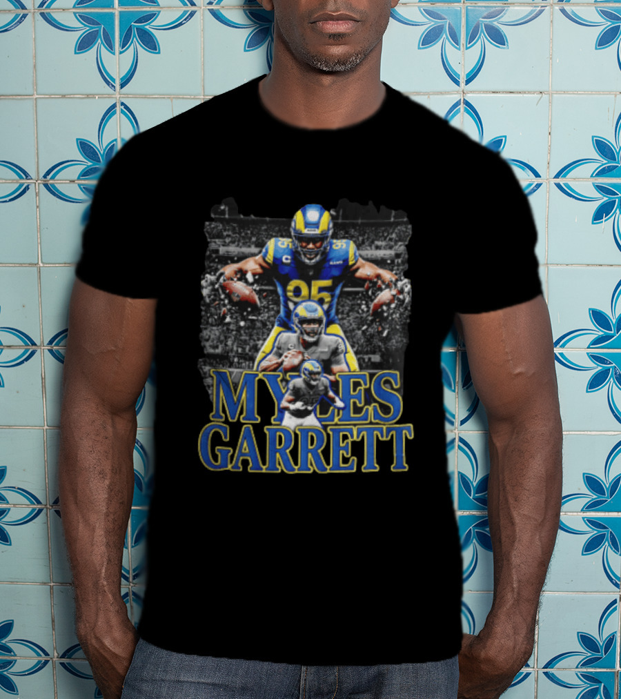 Los Angeles Rams Myles Garrett Football Player Collage Three Poses T-Shirt