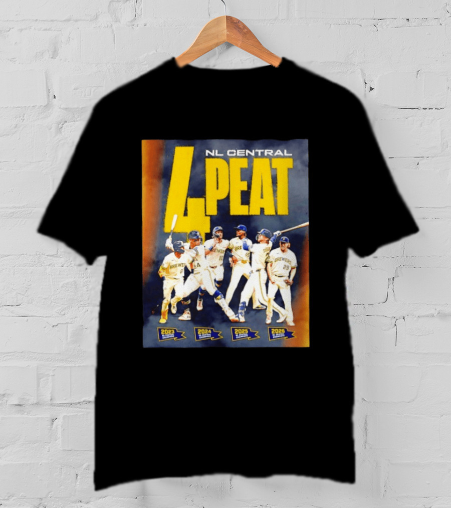Milwaukee Brewers 4 Peat NL Central Champs 2023 2026 Players Edition T-Shirt