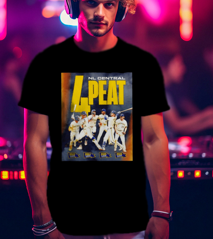 Milwaukee Brewers 4 Peat NL Central Champs 2023 2026 Players Edition T-Shirt