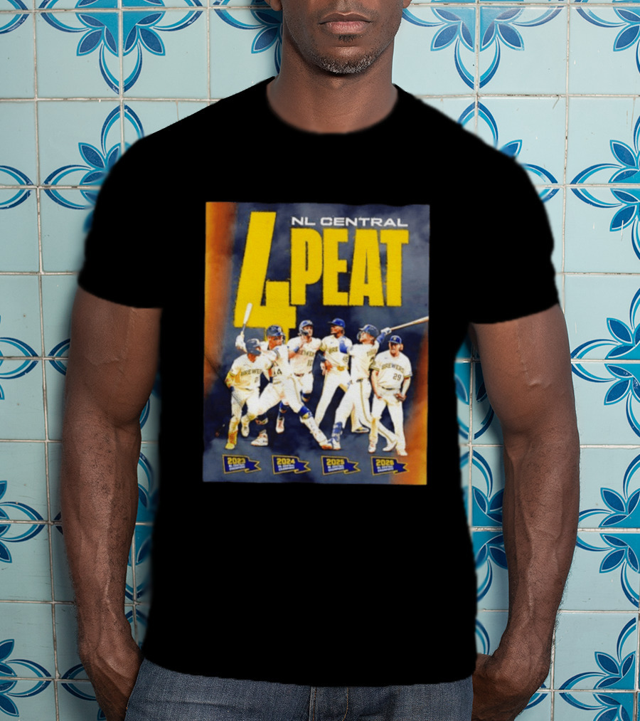 Milwaukee Brewers 4 Peat NL Central Champs 2023 2026 Players Edition T-Shirt