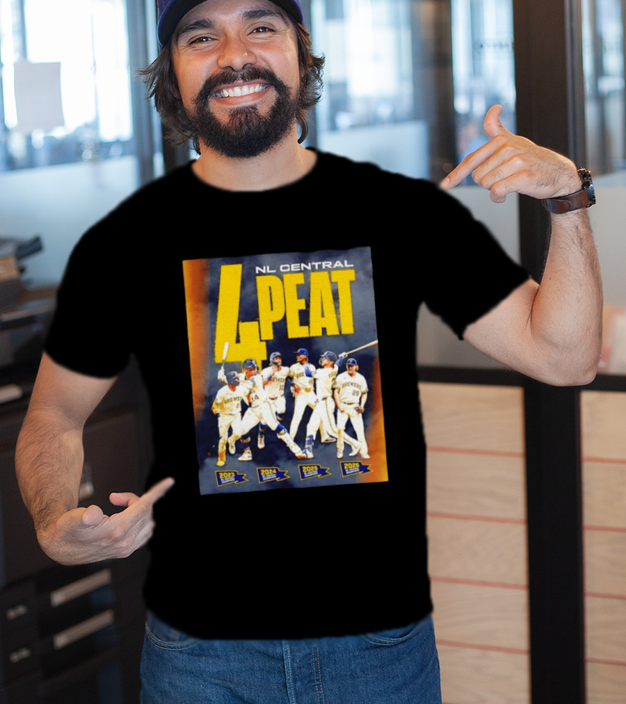 Milwaukee Brewers 4 Peat NL Central Champs 2023 2026 Players Edition T-Shirt
