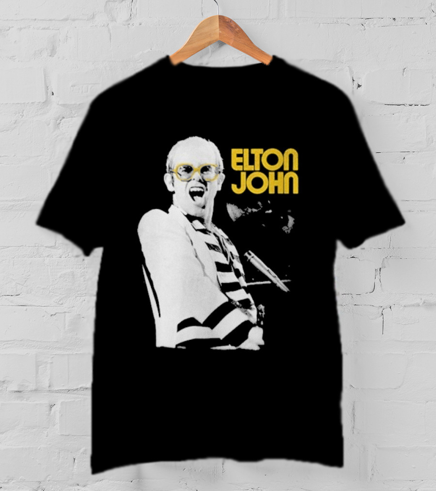 Elton John Classic Concert Series Iconic Glasses And Microphone T-Shirt