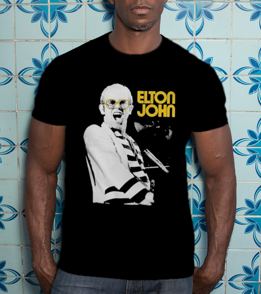 Elton John Classic Concert Series Iconic Glasses And Microphone T-Shirt