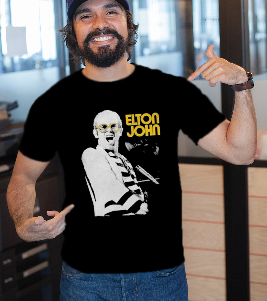 Elton John Classic Concert Series Iconic Glasses And Microphone T-Shirt