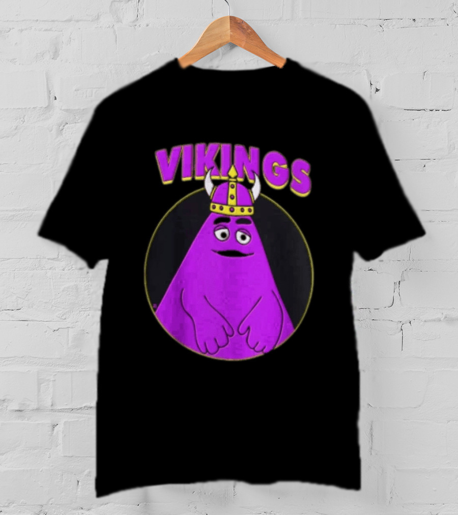 Vikings Purple Character With Horned Helmet T-Shirt
