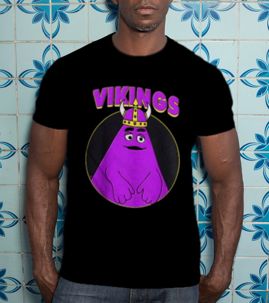 Vikings Purple Character With Horned Helmet T-Shirt