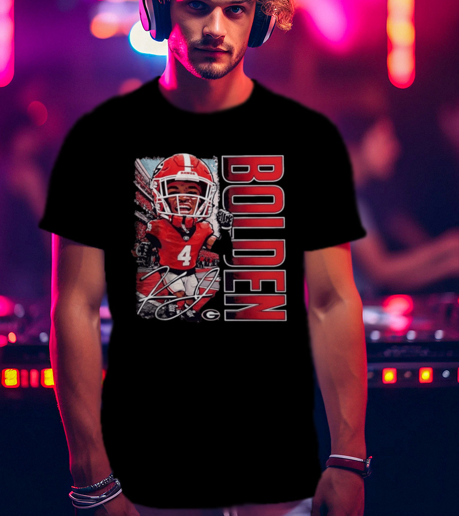 Georgia Bulldogs Football KJ Bolden No 4 Bobble Head Caricature T-Shirt