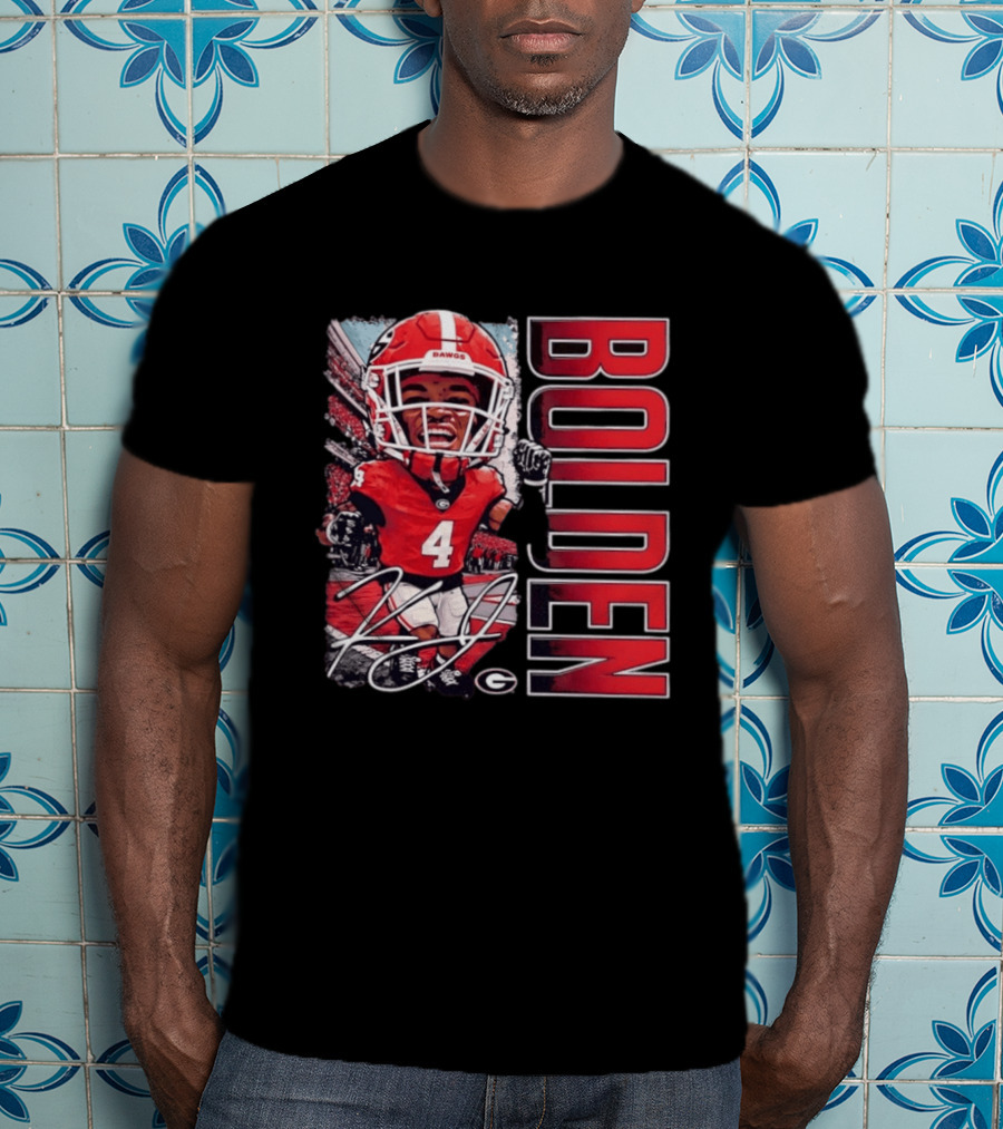Georgia Bulldogs Football KJ Bolden No 4 Bobble Head Caricature T-Shirt