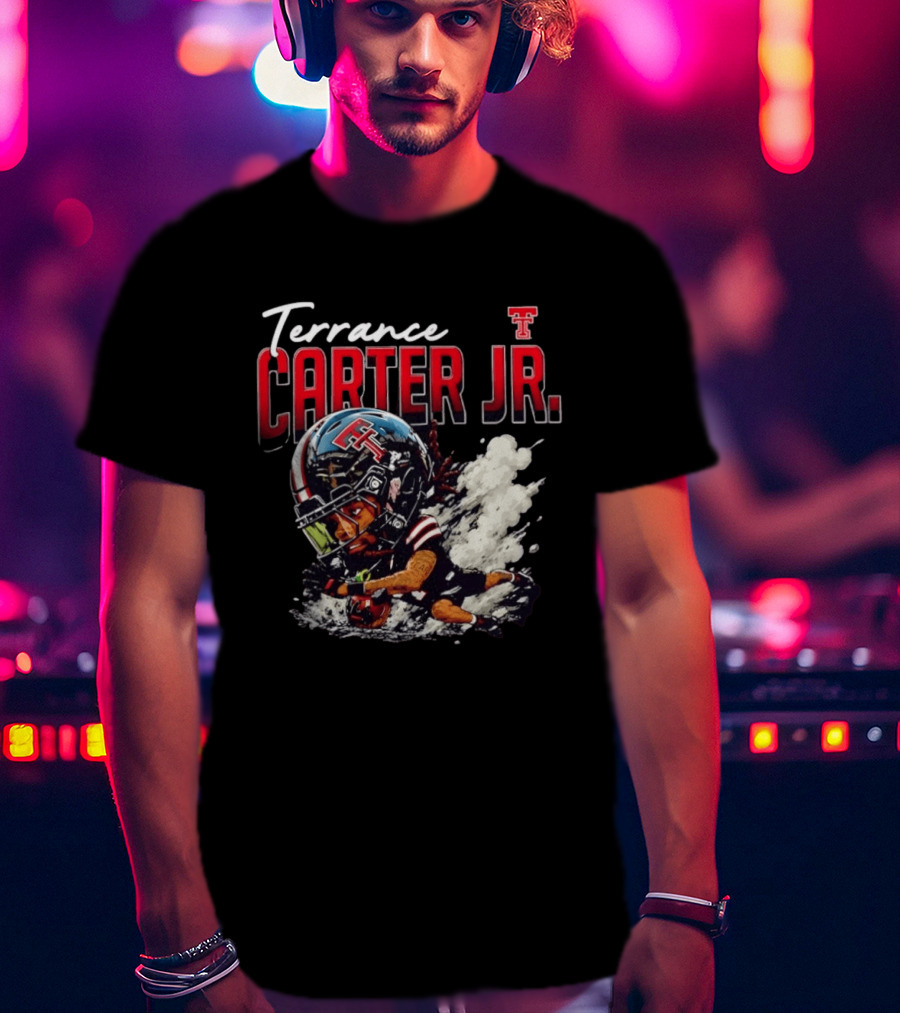 Terrance Carter Jr Texas Tech Red Raiders NCAA Football Bobblehead Caricature T-Shirt
