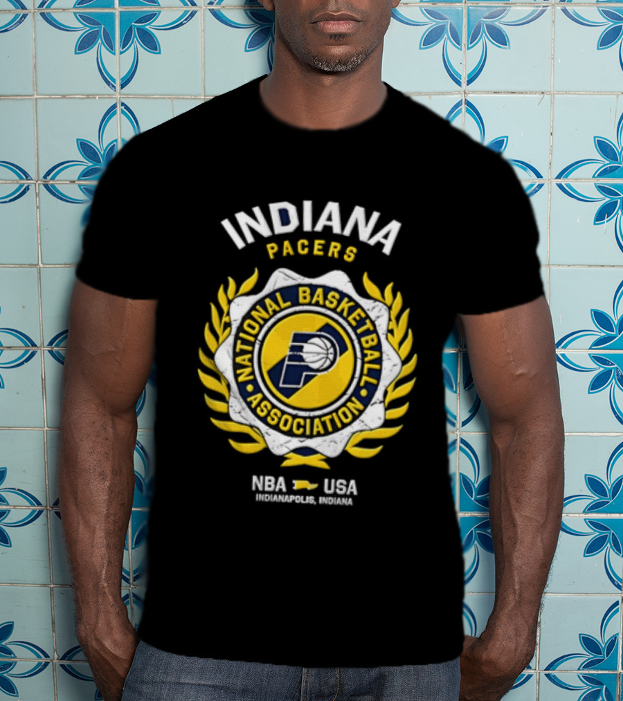 Indiana Pacers NBA National Basketball Association Laurel Wreath T-Shirt
