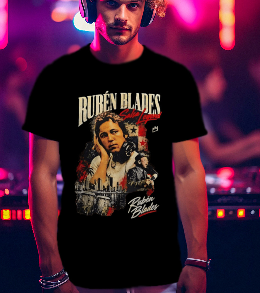 Rubén Blades Salsa Legend Panama City Skyline Musical Legacy T-Shirt