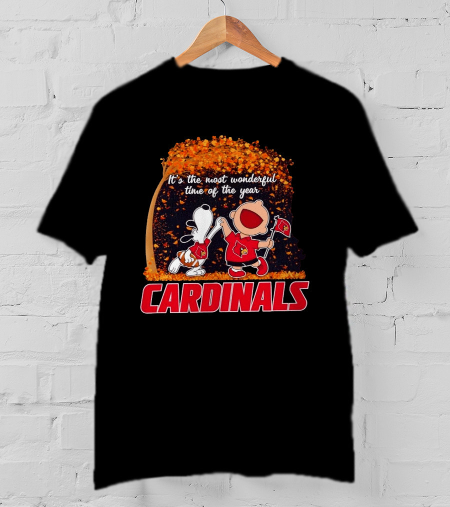 Snoopy Charlie Brown Dancing Louisville Cardinals Most Wonderful Time T-Shirt