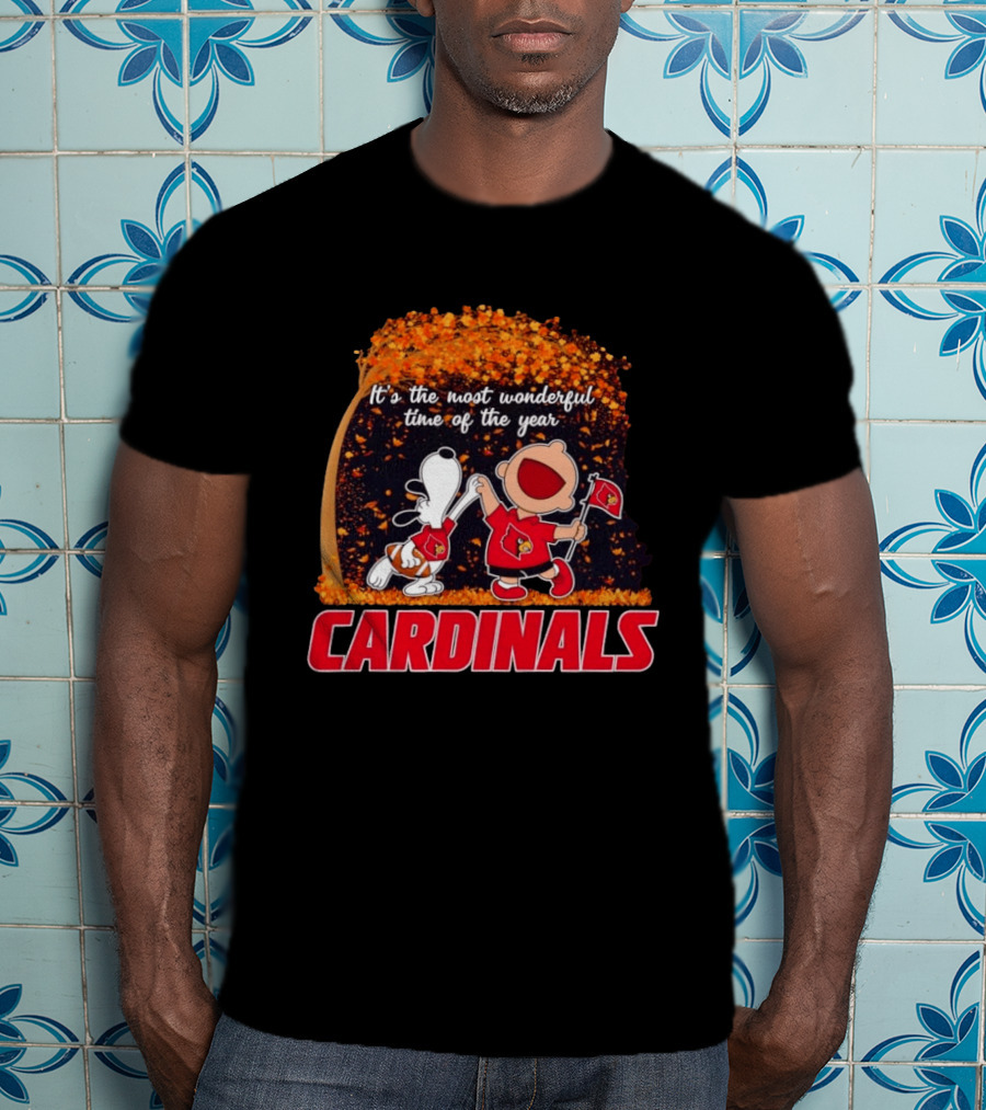 Snoopy Charlie Brown Dancing Louisville Cardinals Most Wonderful Time T-Shirt