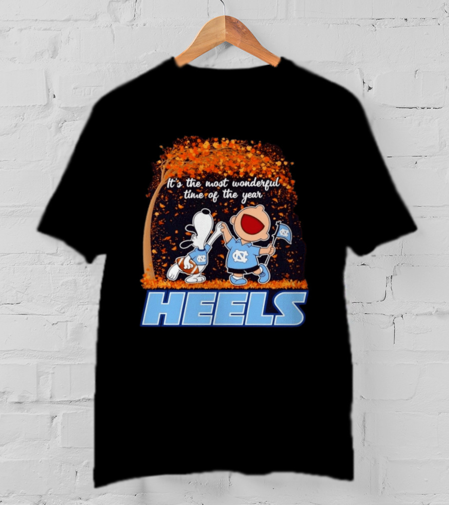 It's The Most Wonderful Time Snoopy Charlie Brown Dancing North Carolina Tar Heels T-Shirt