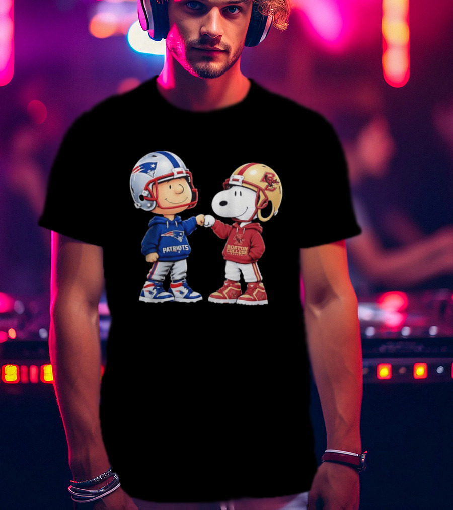 Snoopy Charlie Brown Patriots Boston College Eagles Fist Bump T-Shirt