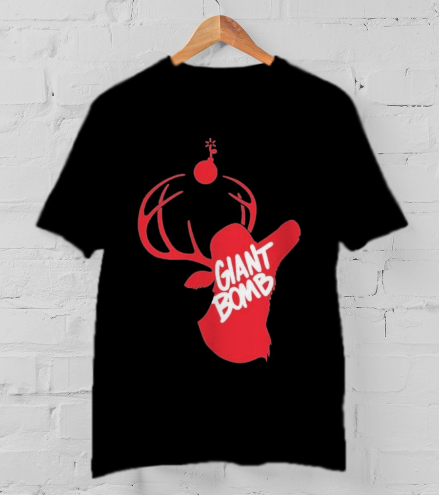 Giant Bomb Red Deer Antlers With Bomb T-Shirt