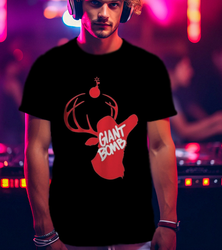 Giant Bomb Red Deer Antlers With Bomb T-Shirt