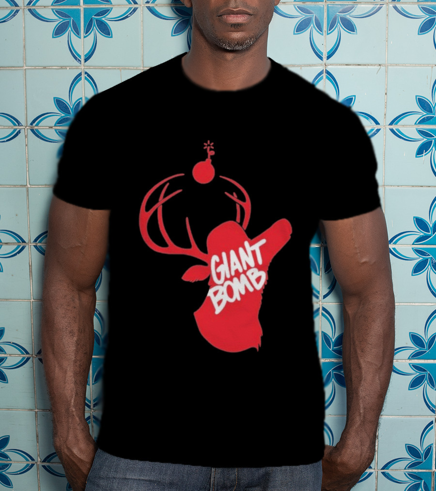 Giant Bomb Red Deer Antlers With Bomb T-Shirt