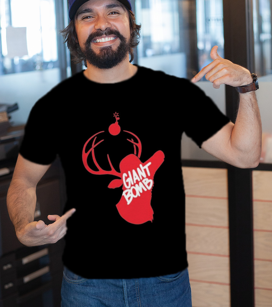 Giant Bomb Red Deer Antlers With Bomb T-Shirt