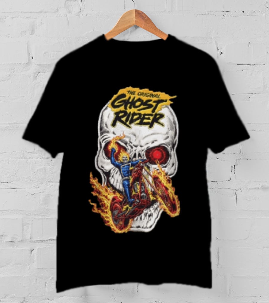 The Original Ghost Rider Flaming Skull Motorcycle Rider T-Shirt
