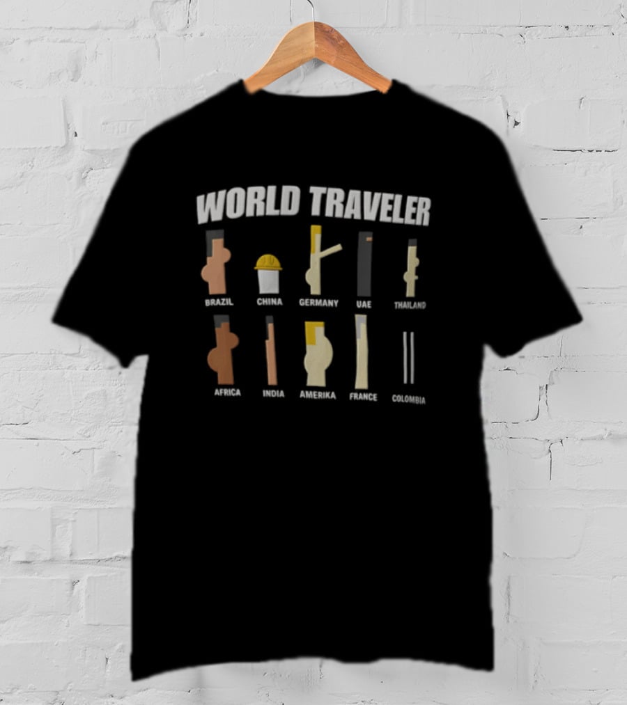 World Traveler Israel China Germany USA Holland Africa India France Japan Colombia T-Shirt