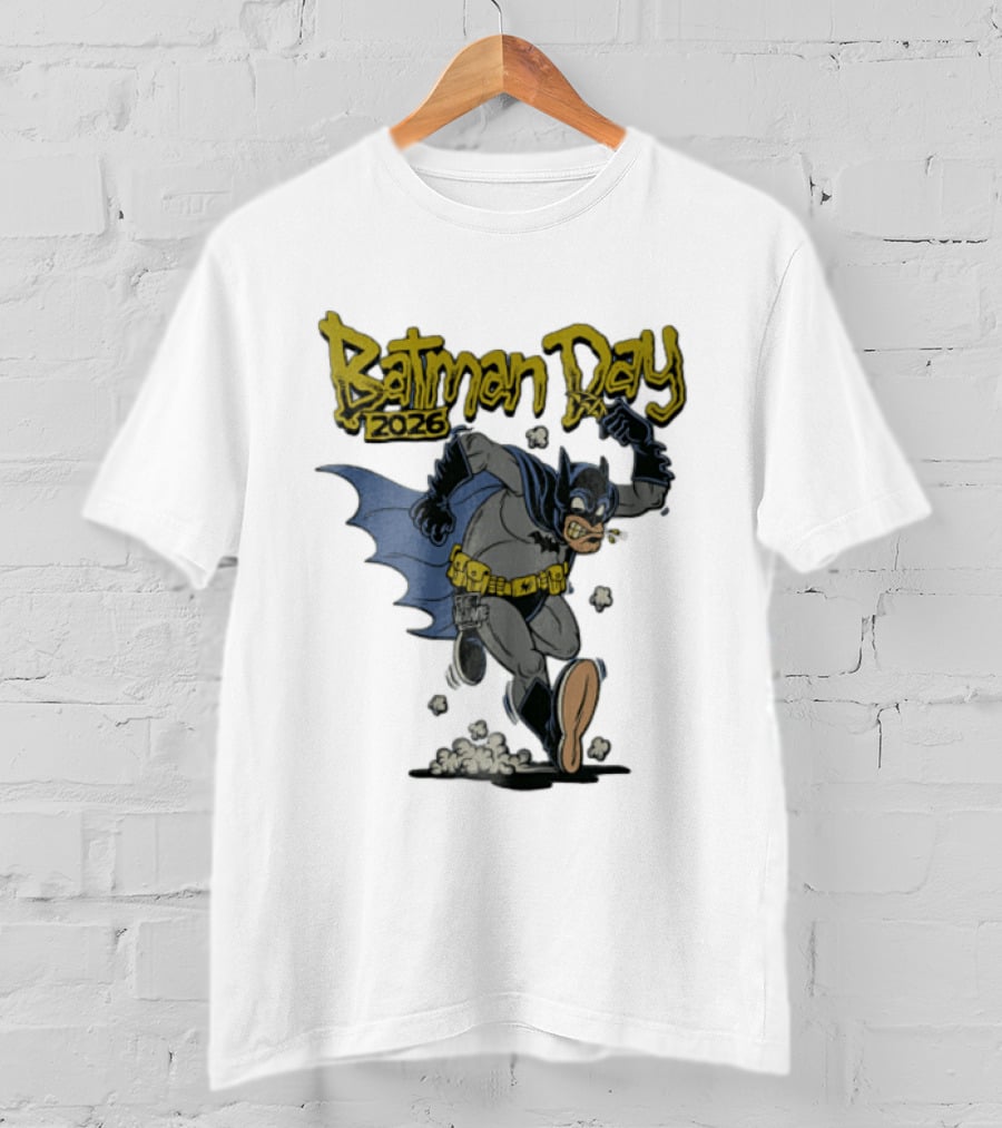 Batman Day 2026 Cartoon Running With Batarang T-Shirt