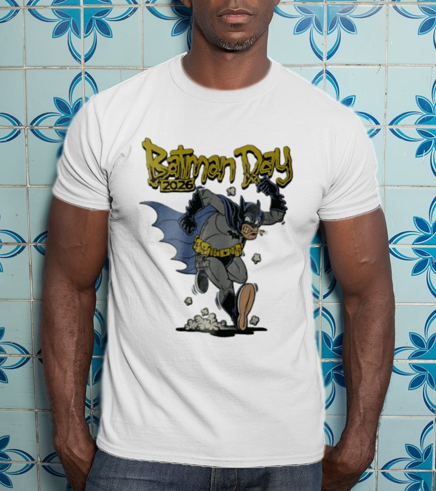 Batman Day 2026 Cartoon Running With Batarang T-Shirt