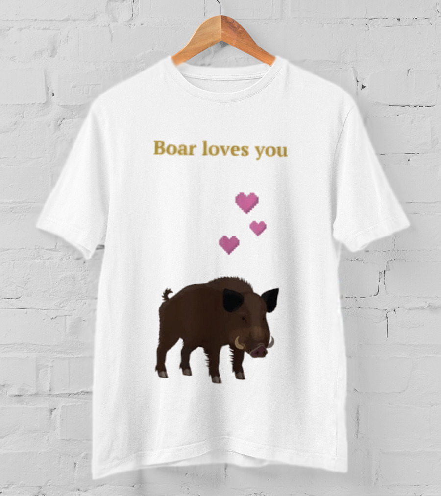 Boar Loves You With Pink Hearts T-Shirt