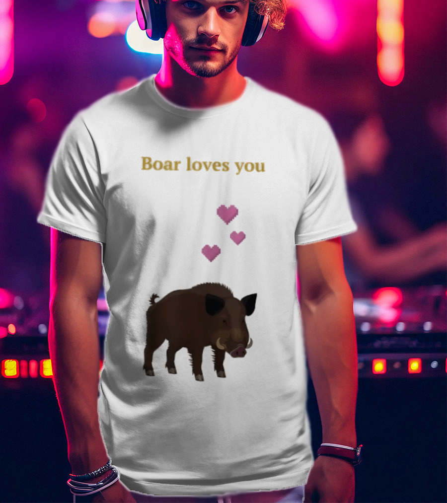 Boar Loves You With Pink Hearts T-Shirt