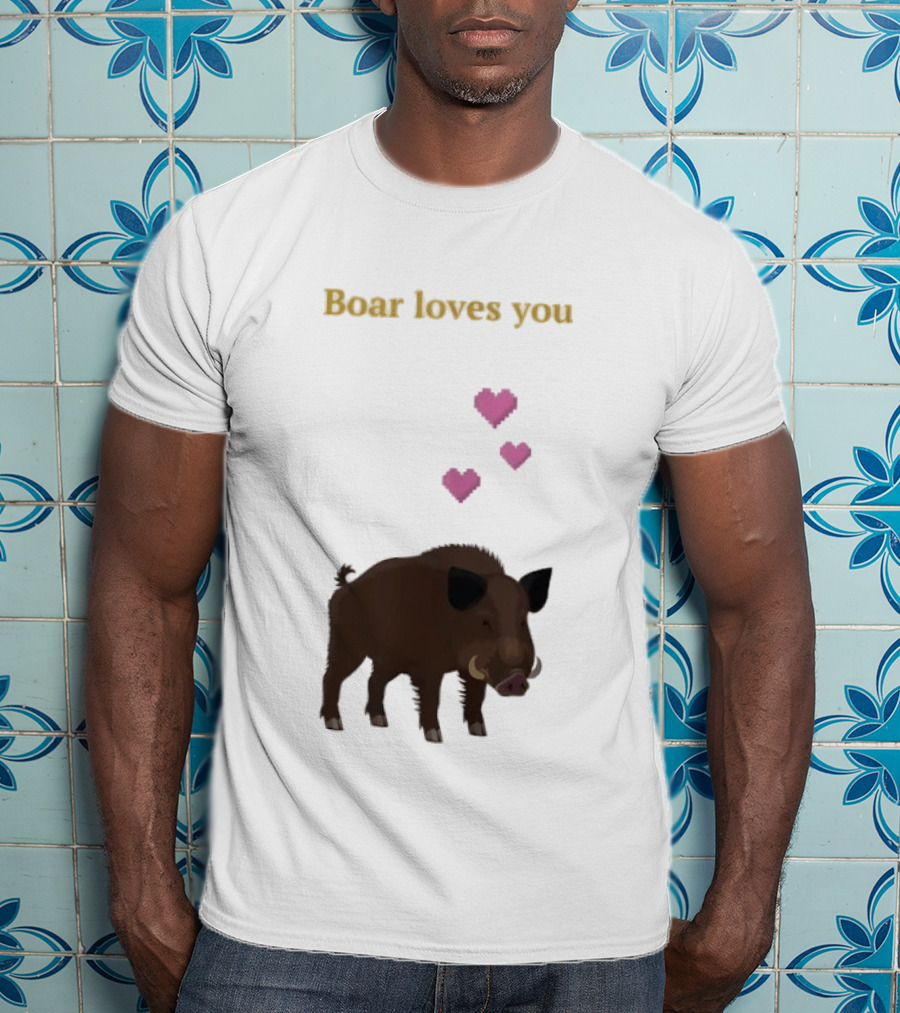 Boar Loves You With Pink Hearts T-Shirt