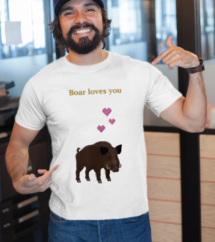 Boar Loves You With Pink Hearts T-Shirt