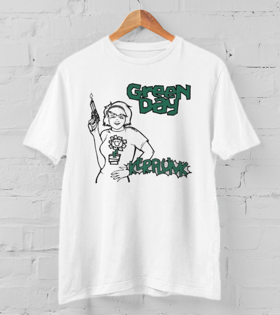 Green Day Kerplunk Vintage Character Holding Flower Pot T-Shirt