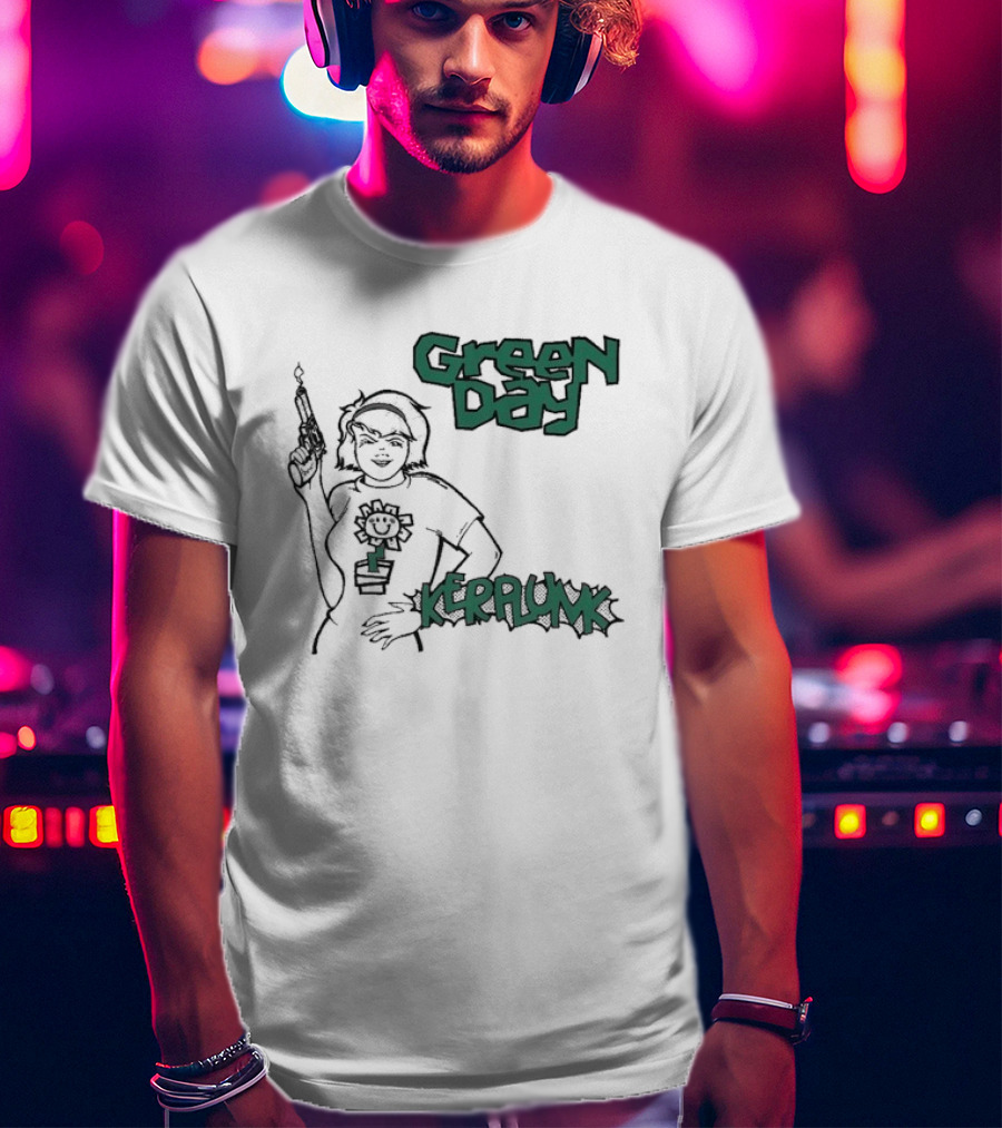 Green Day Kerplunk Vintage Character Holding Flower Pot T-Shirt