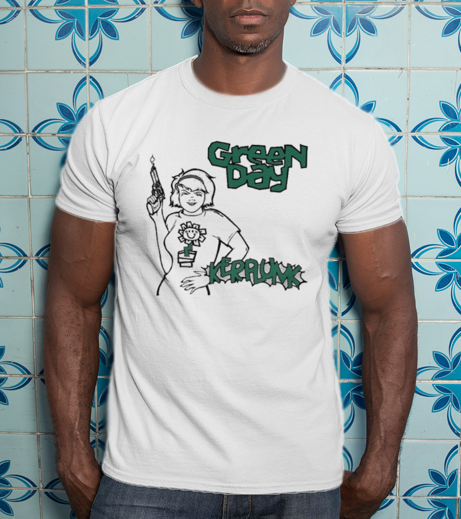Green Day Kerplunk Vintage Character Holding Flower Pot T-Shirt