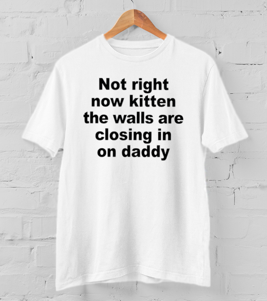 Not Right Now Kitten The Walls Are Closing In On Daddy Humorous Saying T-Shirt
