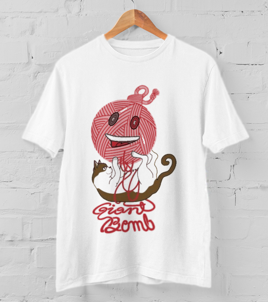 Giant Bomb Cat Monster Red Yarn Ball T-Shirt