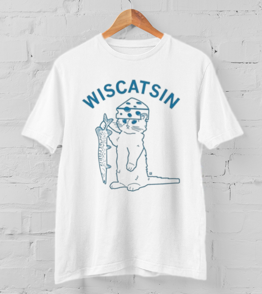 Wiscatsin Cat With Fish Illustration By Raygun T-Shirt