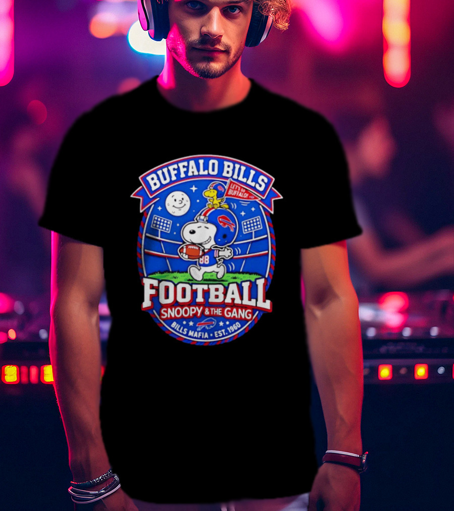 Buffalo Bills Football Snoopy & The Gang Bills Mafia Est 1960 Let's Go Buffalo T-Shirt