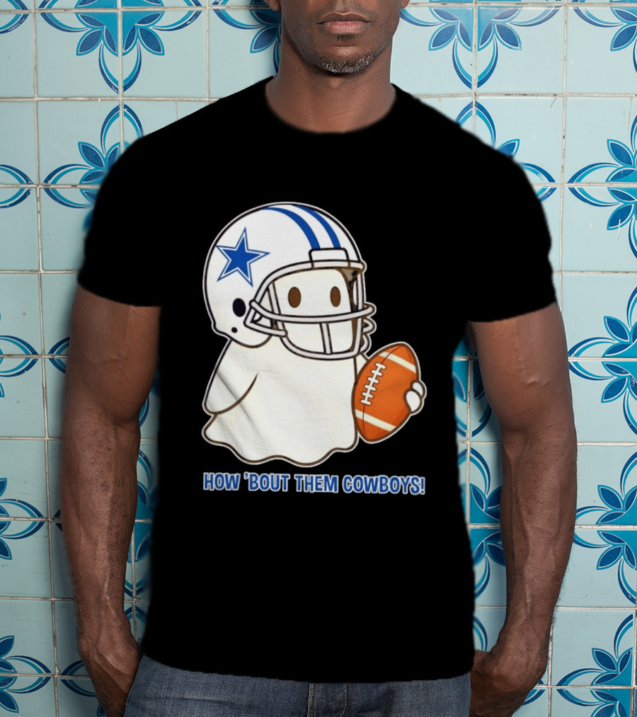 Dallas Cowboys How 'Bout Them Cowboys Halloween Ghost Football Star Helmet Football T-Shirt