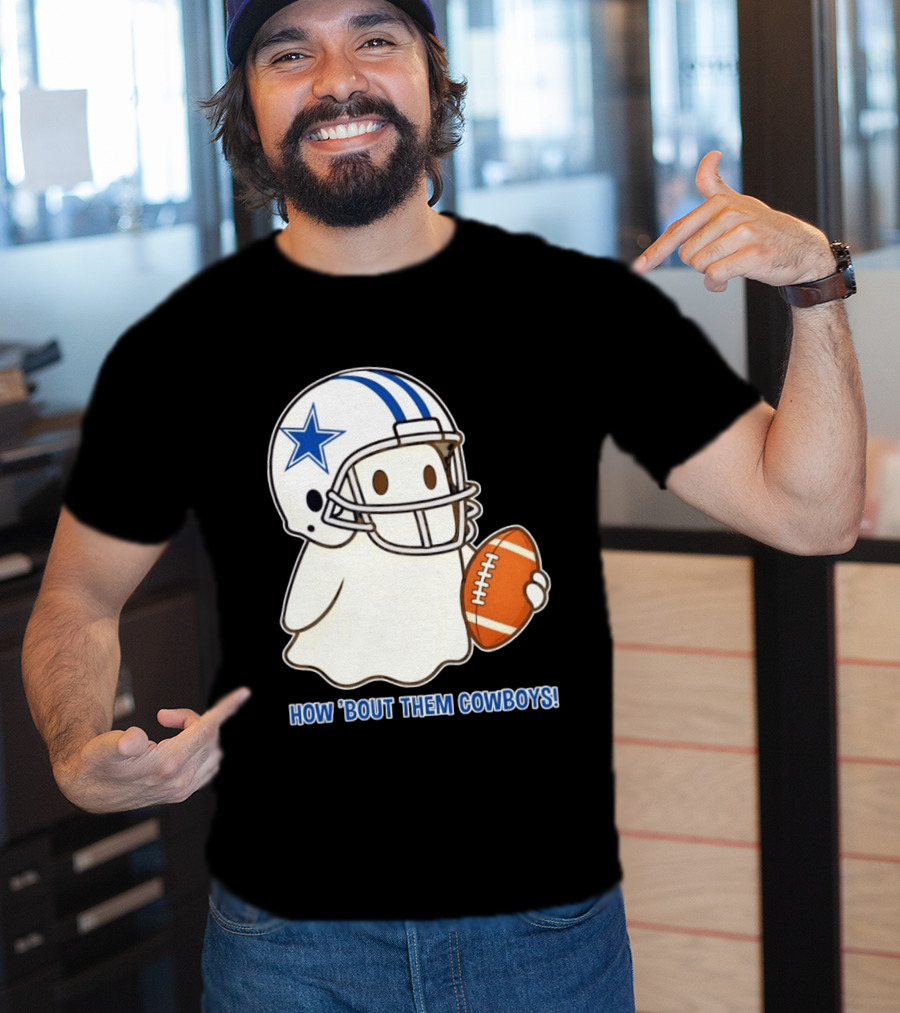 Dallas Cowboys How 'Bout Them Cowboys Halloween Ghost Football Star Helmet Football T-Shirt