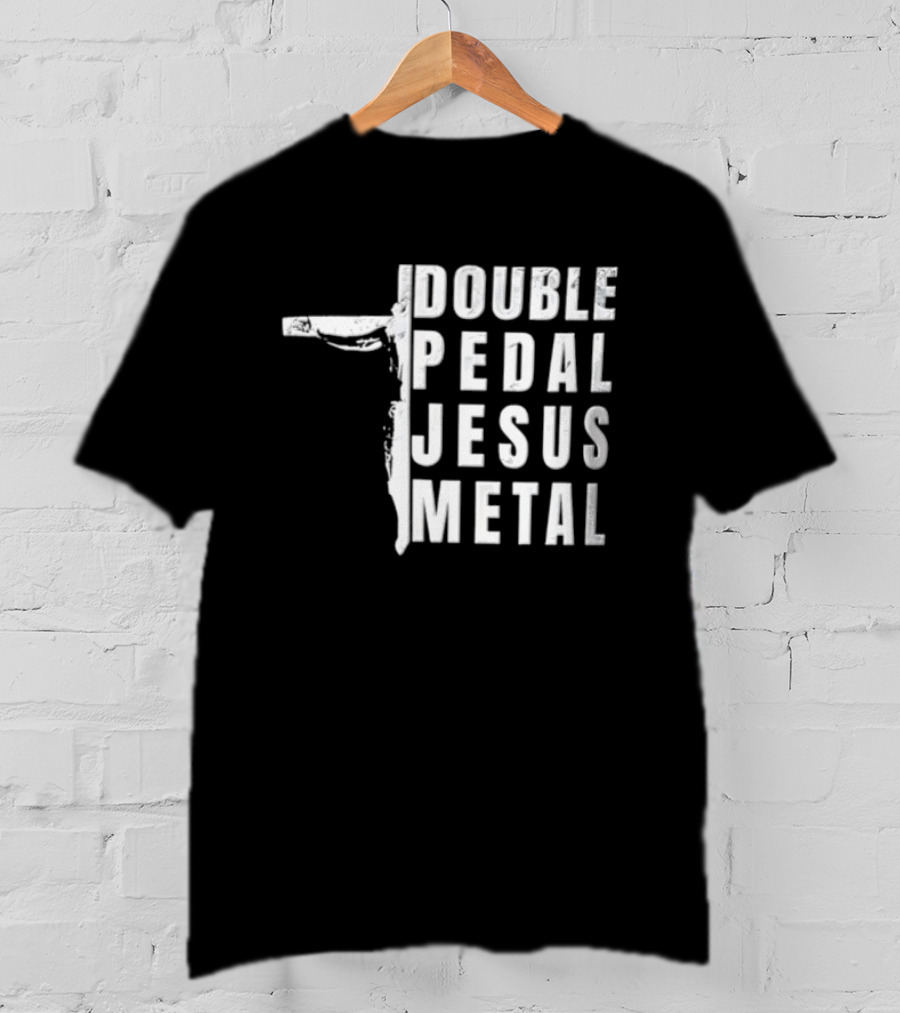 Double Pedal Jesus Metal Crucifix Shape Grunge T-Shirt